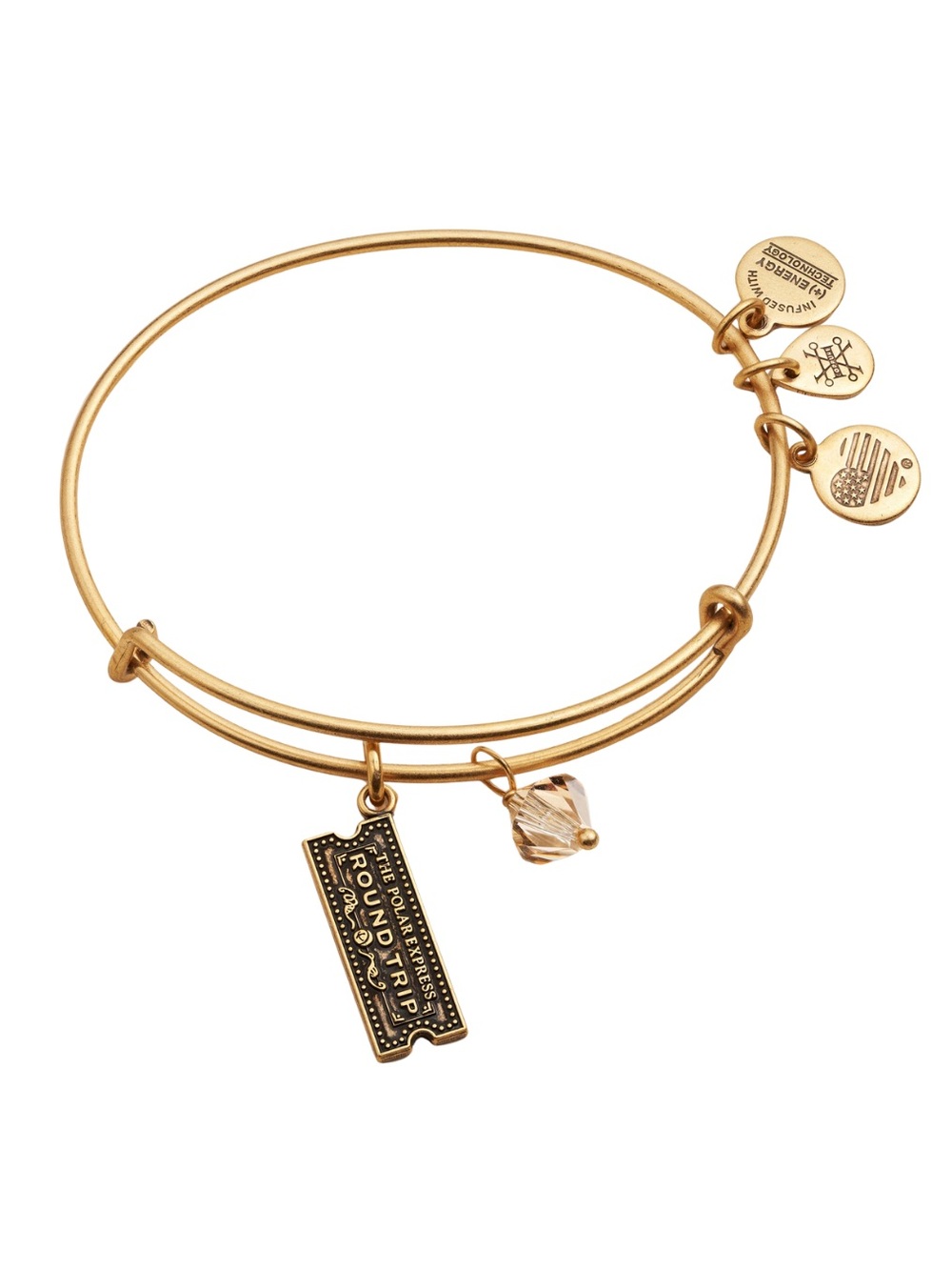 NIB! Alex and Ani Polar Express Train Ticket Duo - Gold